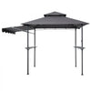 VEVOR Grill Gazebo, 8 x 5 ft Double-Tiered Top, BBQ Gazebo with Extra Awning, Powder-Coated Steel Patio Grill Shelter with 2 Side Shelves, Bottle Opener & Hooks, Outdoor Grilling Canopy for Garden