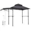 VEVOR Grill Gazebo, 8 x 5 ft Double-Tiered Top, BBQ Gazebo with Extra Awning, Powder-Coated Steel Patio Grill Shelter with 2 Side Shelves, Bottle Opener & Hooks, Outdoor Grilling Canopy for Garden