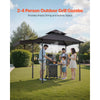 VEVOR Grill Gazebo, 8 x 5 ft Double-Tiered Top, Reinforced BBQ Gazebo with Extra Awning, Powder-Coated Steel Patio Grill Shelter with 2 Side Shelves & Hooks, Outdoor Grilling Canopy for Garden