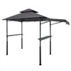 VEVOR Grill Gazebo, 8 x 5 ft Double-Tiered Top, Reinforced BBQ Gazebo with Extra Awning, Powder-Coated Steel Patio Grill Shelter with 2 Side Shelves & Hooks, Outdoor Grilling Canopy for Garden