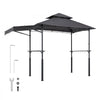 VEVOR Grill Gazebo, 8 x 5 ft Double-Tiered Top, Reinforced BBQ Gazebo with Extra Awning, Powder-Coated Steel Patio Grill Shelter with 2 Side Shelves & Hooks, Outdoor Grilling Canopy for Garden