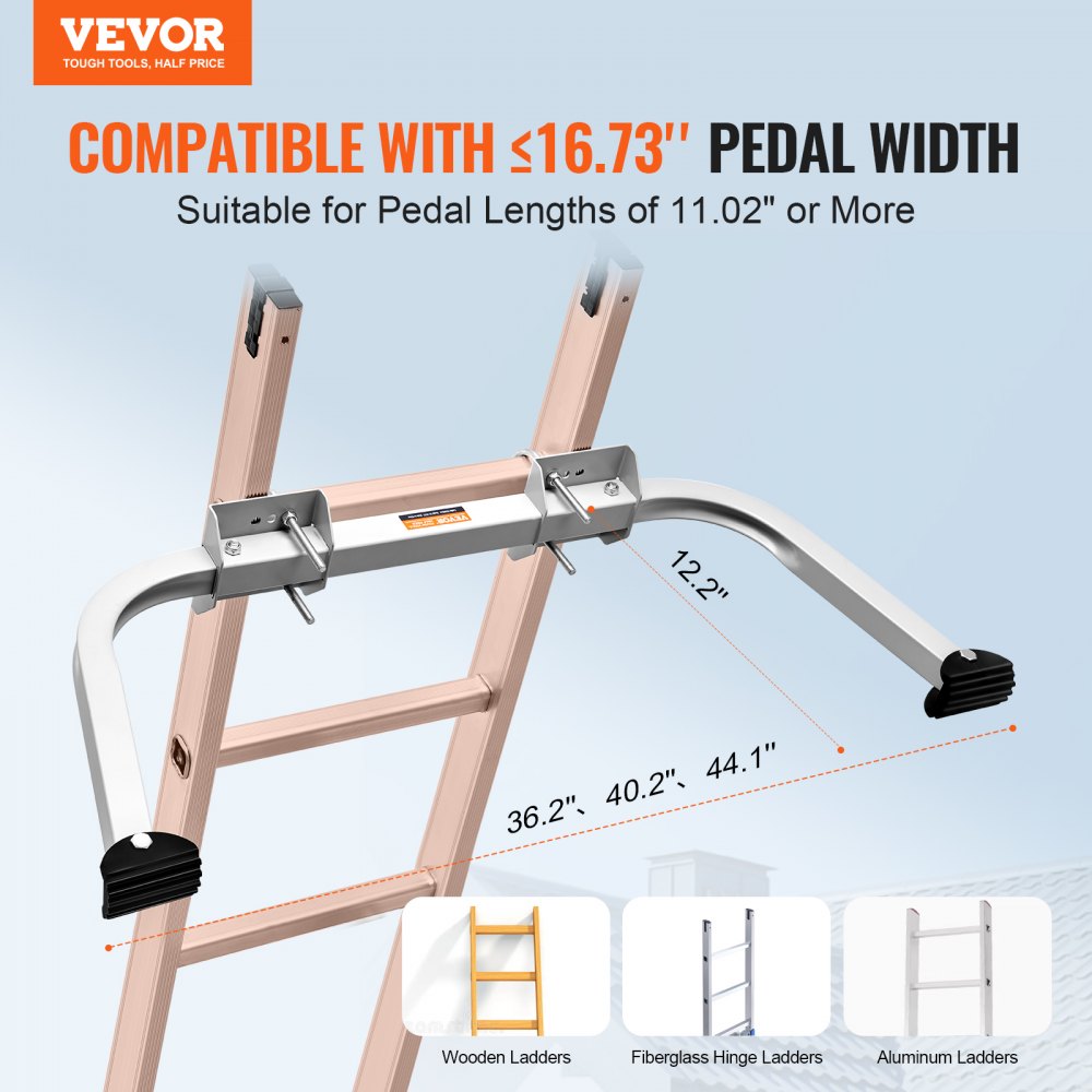 VEVOR Ladder Stabilizer, Extension Ladder Standoff, Heavy Duty Wing Span/Wall Ladder Accessories for Roof Gutter, Easy to Use & Wide Adaptability & Anti-slip Rubber Feet, 330 lbs Weight Rating