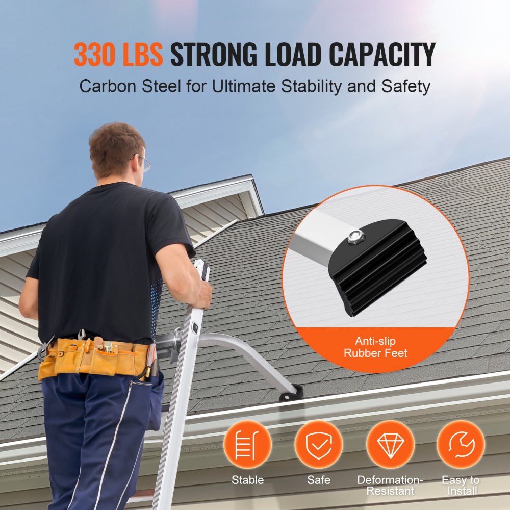 VEVOR Ladder Stabilizer, Extension Ladder Standoff, Heavy Duty Wing Span/Wall Ladder Accessories for Roof Gutter, Easy to Use & Wide Adaptability & Anti-slip Rubber Feet, 330 lbs Weight Rating