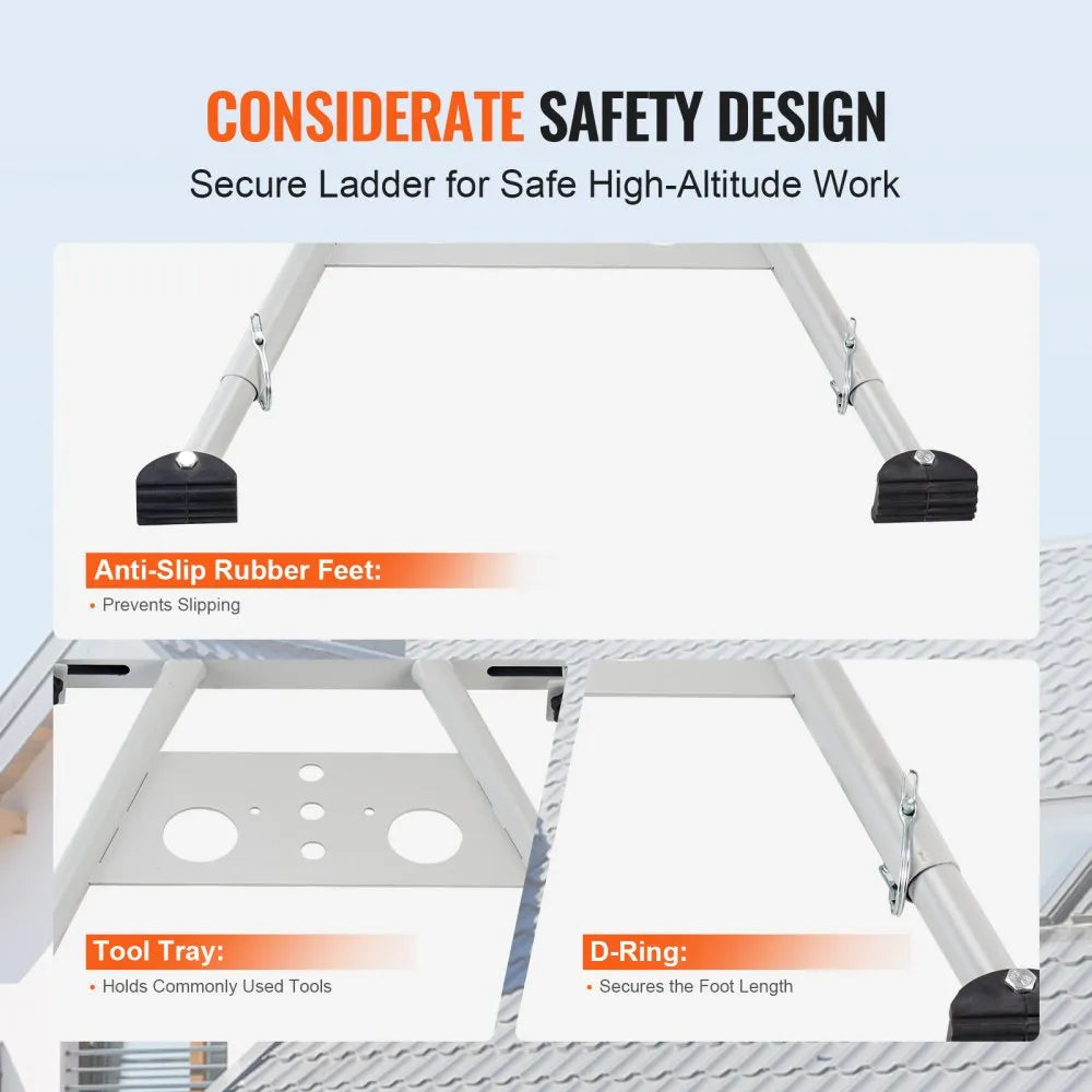 VEVOR Ladder Stabilizer, Adjustable Feet Extension Ladder Standoff, Heavy Duty Wall Ladder Accessories for Roof Gutter, Easy to Use & Wide Adaptability & Anti-slip Rubber Feet, 330 lbs Weight Rating