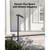 VEVOR Handrails for Outdoor Steps, 1-2 Step Stair Hand Rail Kit Single Post, Black Round Tube Stair Rails for Seniors, Concrete Steps & Porch & Deck, Heavy-Duty Galvanized Steel Railings w/ Drill Bit
