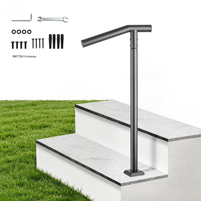 Vevor Handrail for Outdoor Steps Single Post 1-2 Step Stair Rail Kit Black New