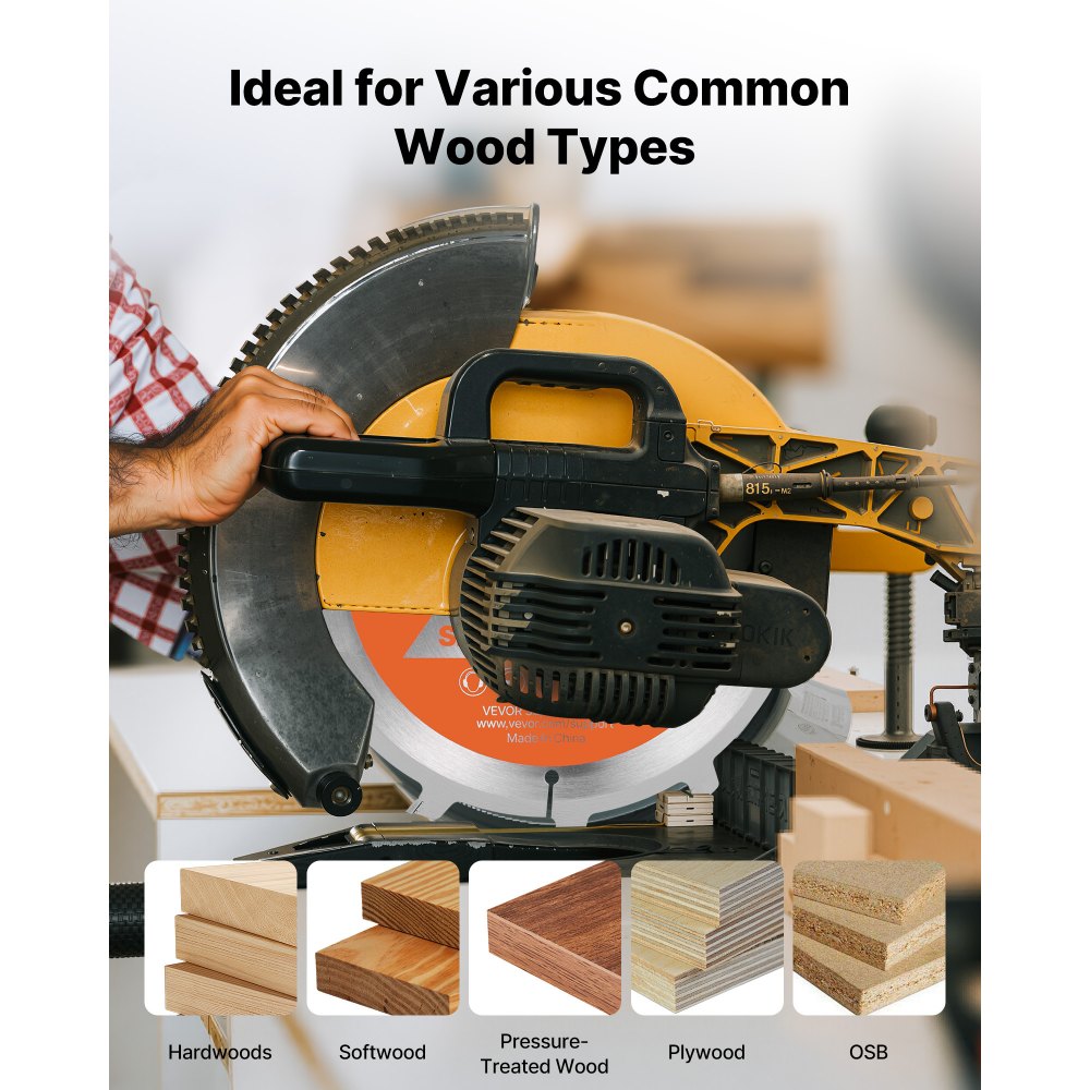 VEVOR Dado Blade Set, 8 inch Diameter, 12 Sharp Alloy Teeth, 5/8 inch Arbor, Fine Finish, Stacking Dado Blades with Chippers and Shims, Noise-Reducing Heat Vents, for Cutting Plywood, OSB, Hardwood