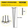 VEVOR Hairpin Table Legs 16\" Black Set of 4 Desk Legs 880lbs Load Capacity (Each 220lbs) Hairpin Desk Legs 3 Rods for Bench Desk Dining End Table Chairs Carbon Steel DIY Heavy Duty Furniture Legs
