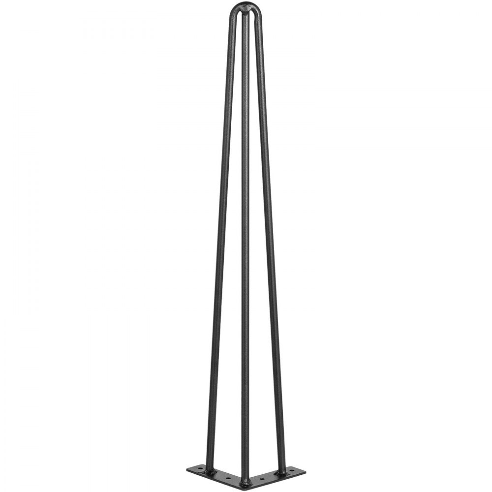 VEVOR Hairpin Table Legs 16\" Black Set of 4 Desk Legs 880lbs Load Capacity (Each 220lbs) Hairpin Desk Legs 3 Rods for Bench Desk Dining End Table Chairs Carbon Steel DIY Heavy Duty Furniture Legs