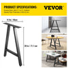 VEVOR Metal Table Legs 28 x 17.7 inch A-Shaped Desk Legs Set of 2 Heavy Duty Bench Legs with Polyurethane Coating, Furniture Legs with Floor Protectors, Wrought Iron Coffee Table Legs for Home DIY Bla