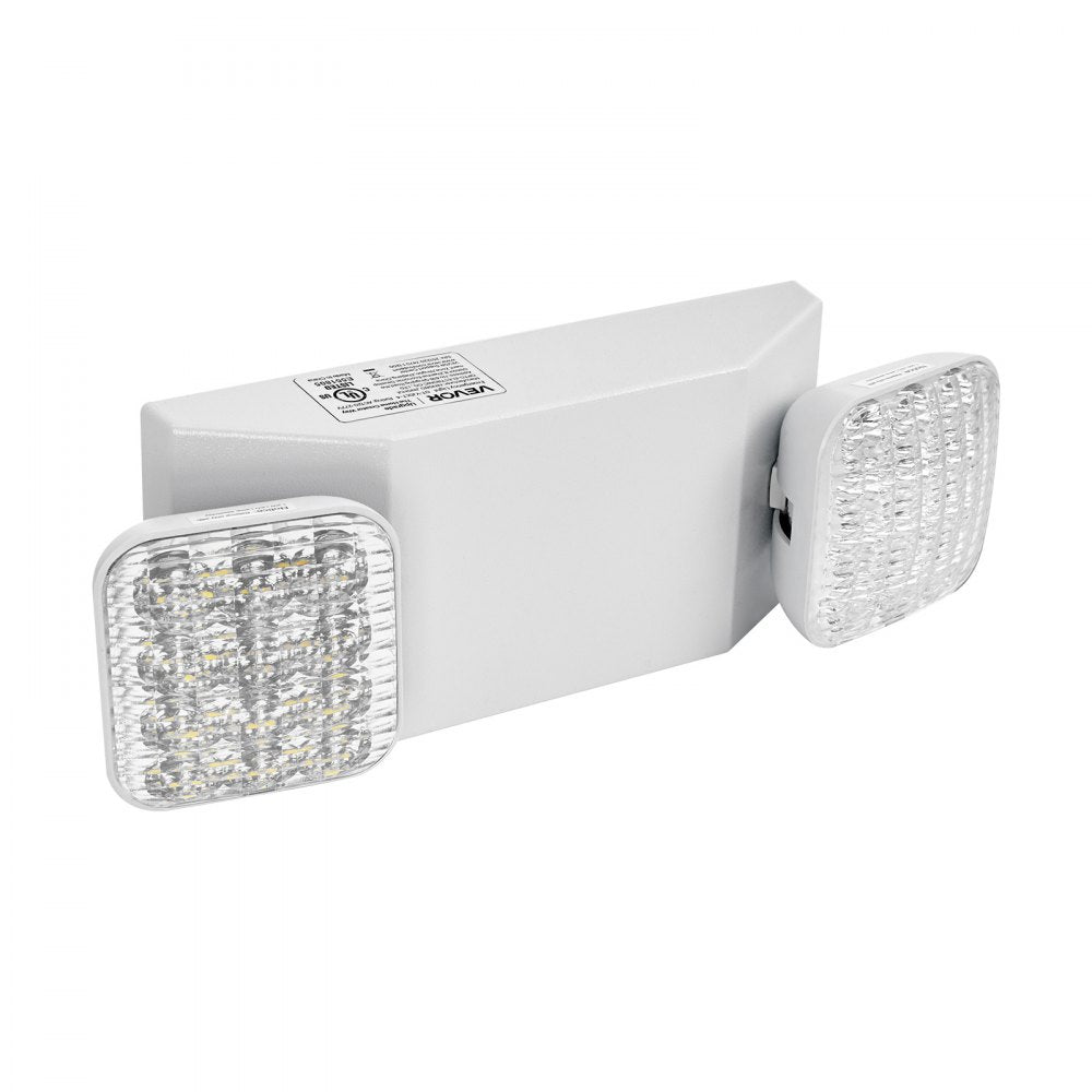 VEVOR 6 Pack Emergency Lights for Business, with Battery Backup, Commercial LED Emergency Exit Lighting Fixtures, AC 120/277V, with Two Square Head Adjustable, 90-Minute Backup, for Business, White