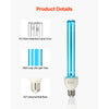 VEVOR UV Light Bulb, 2 Pack, 25W Replacement Ultraviolet UVC Lamp with Ozone, 253.7 nm + 185 nm Wavelength UVO Light Bulb, E27 Universal, for 400 sqft Living Room, Classroom, Office, Restaurant