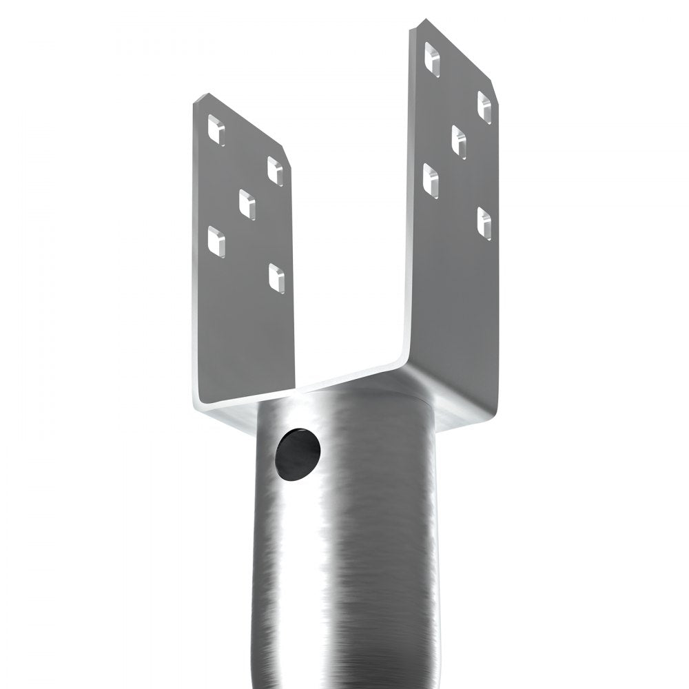 VEVOR No Dig Ground Anchor, 1 Pack 3.94 x 2.76 x 27.56 in DIY Screw in Post Stake, Includes 6 Lag Bolts & a Rebar, U-Shape Heavy Duty Steel Post Holder, Great for Mailbox Posts and Fence Posts