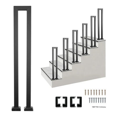 Vevor Handrail 1-Step U-Shape Outdoor Stair Rail Kit Black New