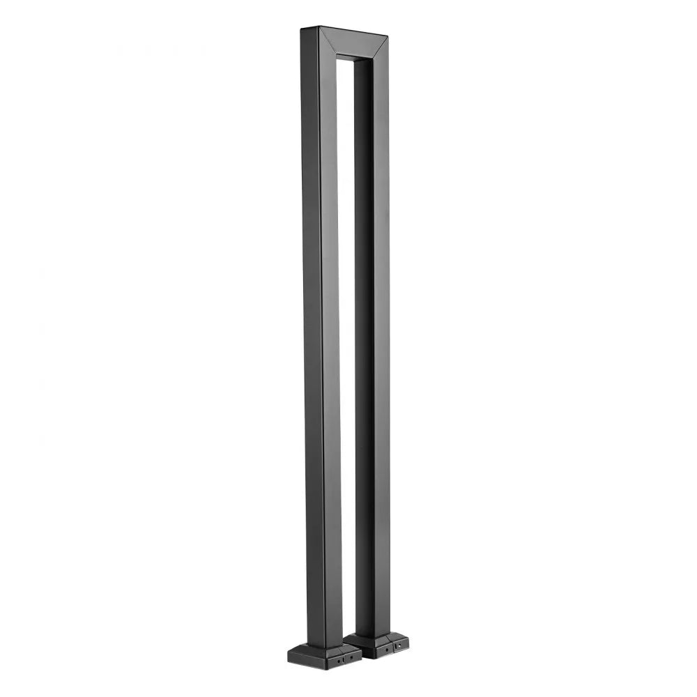 VEVOR Handrails for Outdoor Steps, 1 Step U-Shape Stair Hand Rail Kit Black, Stair Rails for Seniors, Concrete Steps, Porch and Deck, Heavy-Duty Galvanized Steel Stylish Railings w/ Decorative Covers