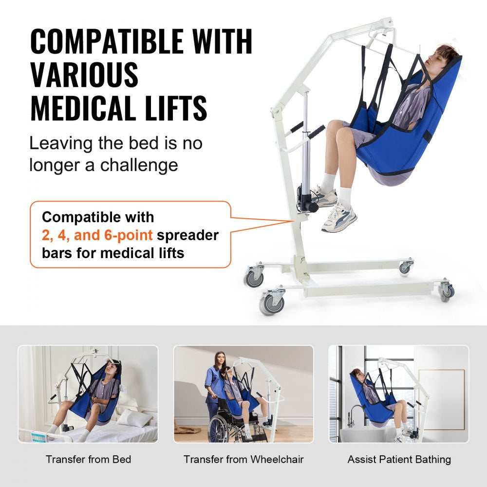VEVOR Patient Lift Sling with Head Support- Large Size, Universal Patient Lift Sling, Divided Leg Transfer Sling for Bathing, Patient Lift Medical Sling for Elderly, Disabled, Bedridden, 600LBS