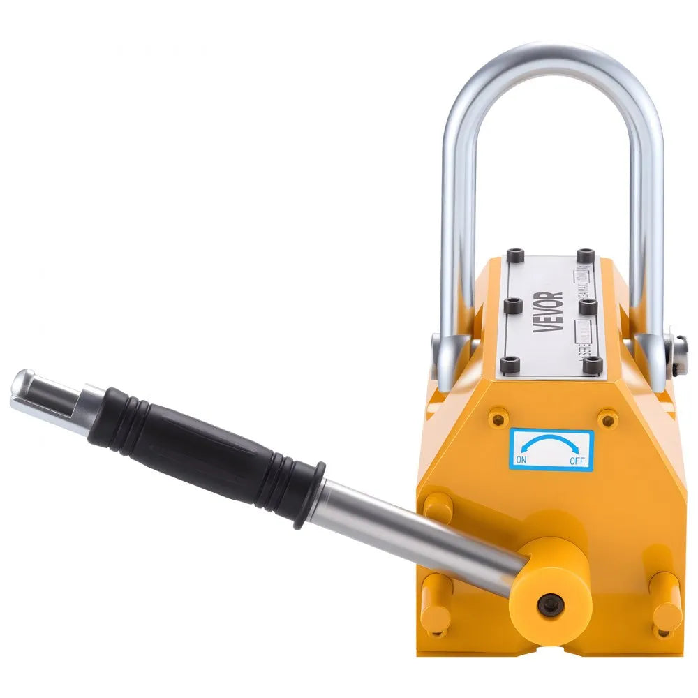 VEVOR Permanent Magnetic Lifter, 2200 lbs Pulling Capacity, Heavy Duty N42 Neodymium Lifting Magnet with Release Handle and Steel Hook, Used in Shop Crane and Hoist, for Lifting Plate Steel, Board