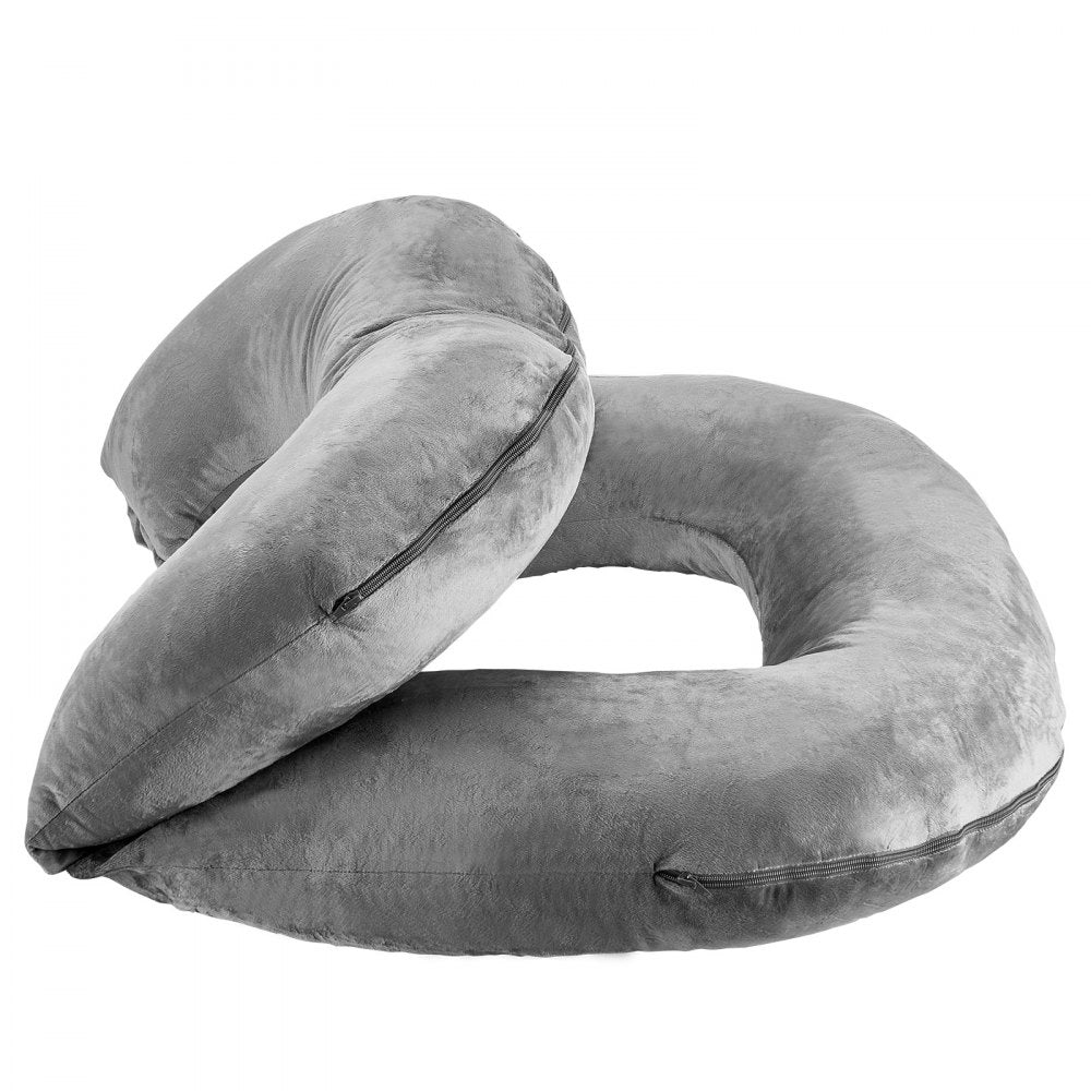VEVOR Reading Pillow, Large Size U-Shaped Sitting up Pillow, Washable Bed Pillow with Soft Velvet, Bed Rest Back Pillow, Ideal for Reading, Gaming, Resting, Working, Grey