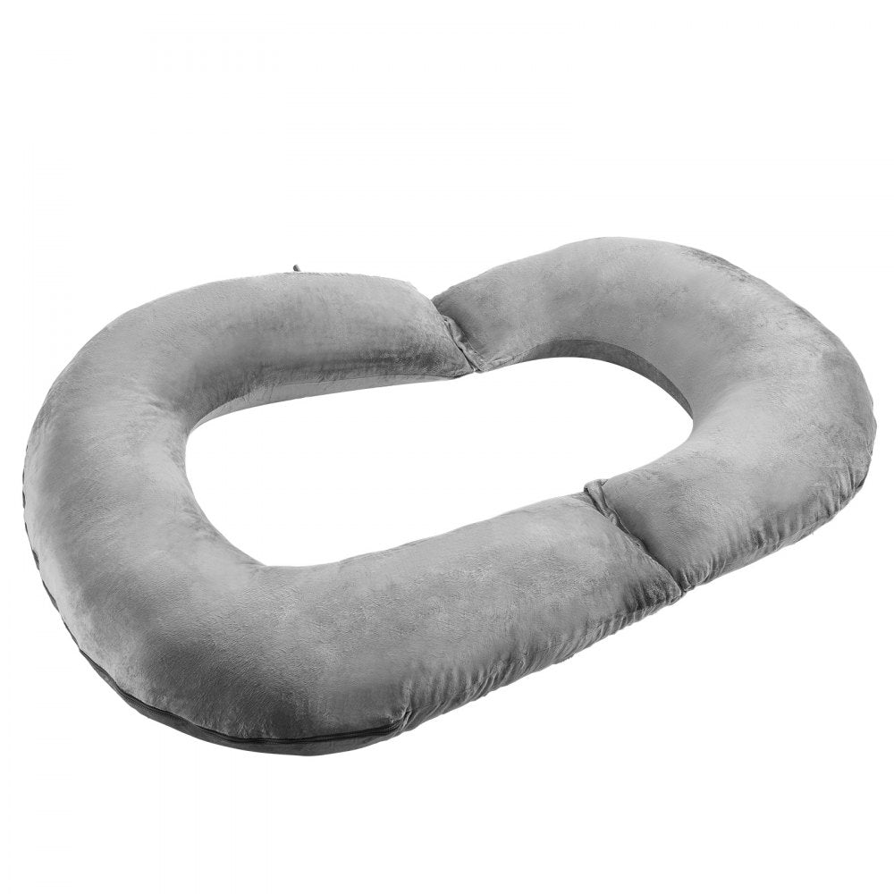 VEVOR Reading Pillow, Large Size U-Shaped Sitting up Pillow, Washable Bed Pillow with Soft Velvet, Bed Rest Back Pillow, Ideal for Reading, Gaming, Resting, Working, Grey