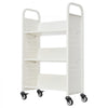 VEVOR Rolling Library Book Cart, 330 lbs Capacity, 30.3 x 15 x 48.0-Inch Library Cart, Single Sided V-Shaped Shelves with 3-Inch Lockable Wheels, Book Truck for Home Shelves Office and School, White