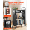 VEVOR Rolling Library Book Cart, 330 lbs Capacity, 30.3 x 15 x 48.0-Inch Library Cart, Single Sided V-Shaped Shelves with 3-Inch Lockable Wheels, Book Truck for Home Shelves Office and School, Black