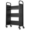 VEVOR Rolling Library Book Cart, 330 lbs Capacity, 30.3 x 15 x 48.0-Inch Library Cart, Single Sided V-Shaped Shelves with 3-Inch Lockable Wheels, Book Truck for Home Shelves Office and School, Black
