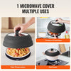 VEVOR Microwave Splatter Cover & Mat, 10.8" Collapsible Microwave Lid for Food, 500°F Heat-Resistant Silicone & Tempered Glass Splatter Guard for Plate Dish, Multi-Purpose Kitchen Gadget with Handle