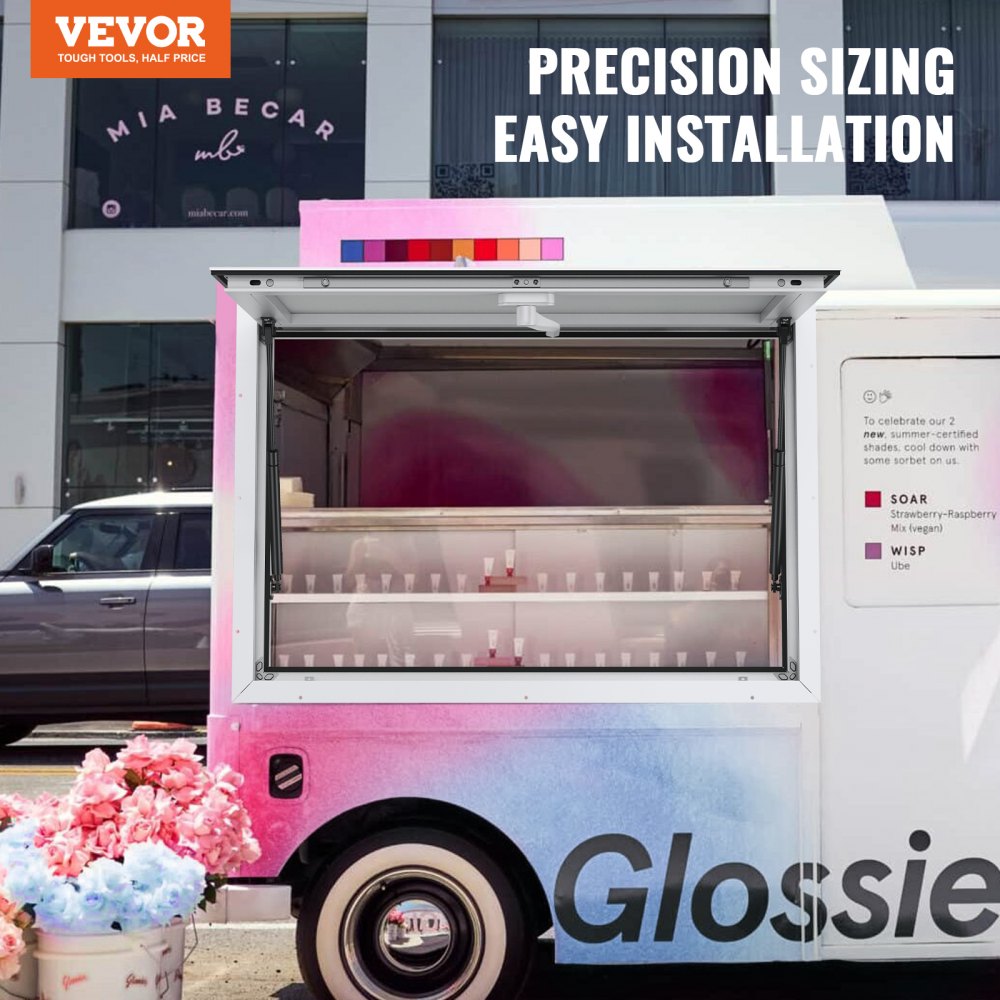 VEVOR Concession Window for Food Truck, 36"x24" Aluminum Alloy Food Truck Service Window, Up to 85 Degrees Stand Serving Window with Awning Door & Drag Hook,  for Food Trucks Concession Trailers
