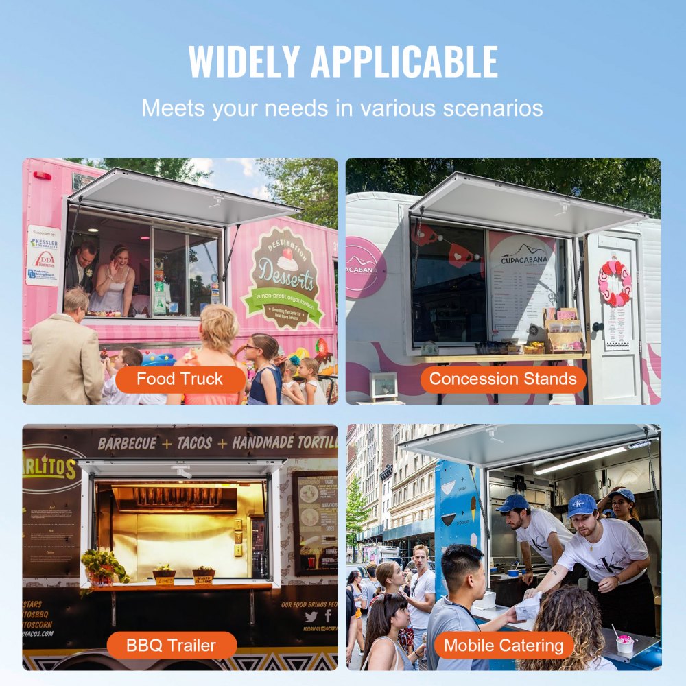 VEVOR Concession Window for Food Truck, 36"x24" Aluminum Alloy Food Truck Service Window, Up to 85 Degrees Stand Serving Window with Awning Door & Drag Hook,  for Food Trucks Concession Trailers