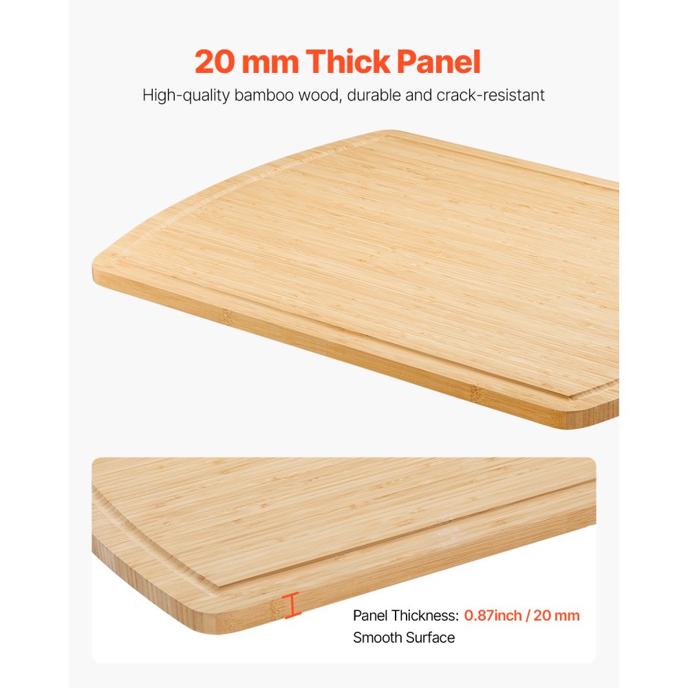 VEVOR Noodle Board Stove Cover, Stove Top Cover Board for Gas Burner & Electric Stove, Bamboo Wood Cutting Board with Juice Grooves, RV Stovetop/ Kitchen Sink Cover for Counter Space & Tray, Natural