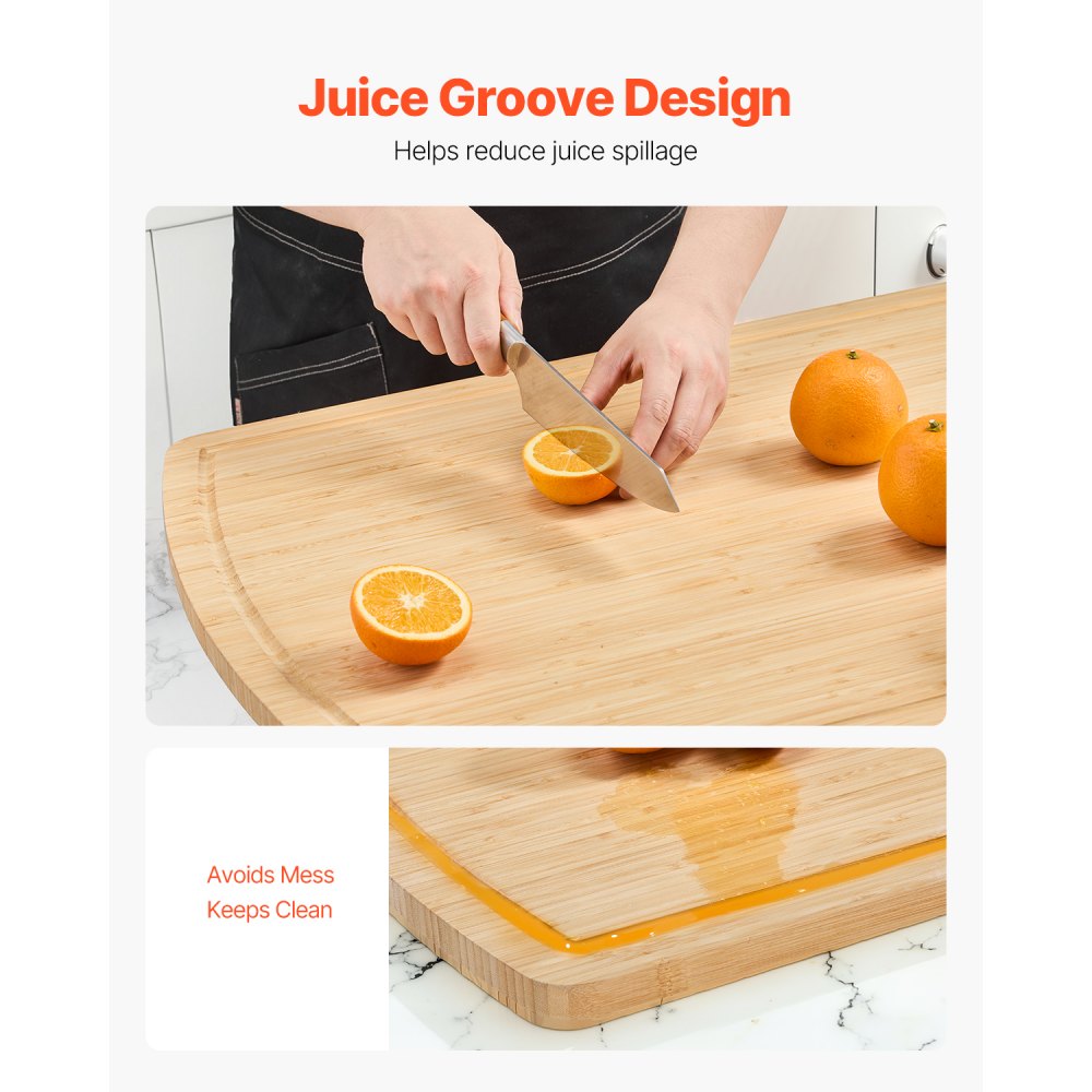 VEVOR Noodle Board Stove Cover, Stove Top Cover Board for Gas Burner & Electric Stove, Bamboo Wood Cutting Board with Juice Grooves, RV Stovetop/ Kitchen Sink Cover for Counter Space & Tray, Natural