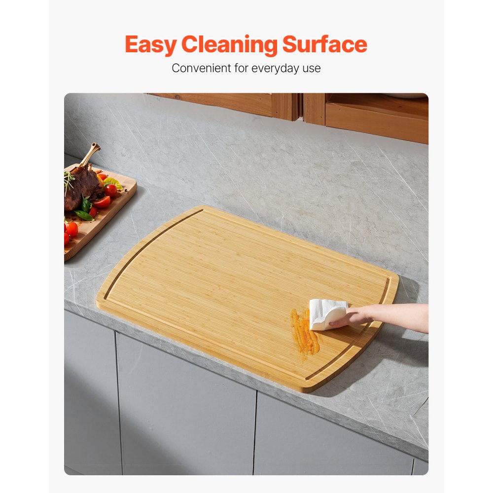 VEVOR Noodle Board Stove Cover, Stove Top Cover Board for Gas Burner & Electric Stove, Bamboo Wood Cutting Board with Juice Grooves, RV Stovetop/ Kitchen Sink Cover for Counter Space & Tray, Natural