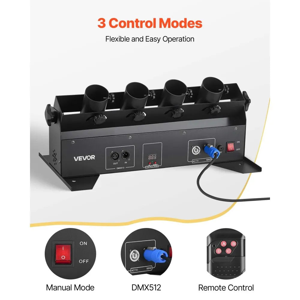 VEVOR Electric Confetti Cannon Machine, High Output 4-Shot Confetti Launcher, DMX512, Manual & Remote Control, Portable Confe-tti Shooter for Wedding Christmas DJ Party Event Show Stage Nightclub