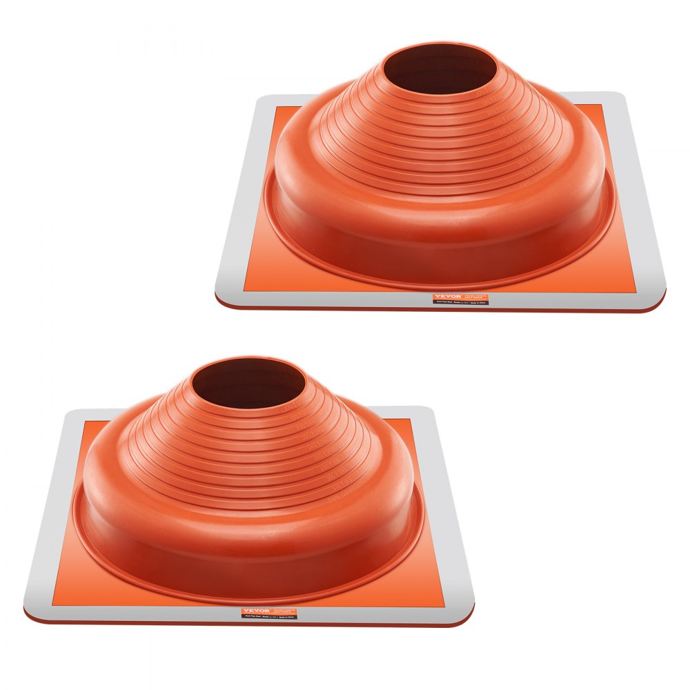 VEVOR 2Pcs Roof Pipe Flashing Boots, Fit Pipe OD 6-3/4" to 14", Flexible Silicone Roofing Jack Pipe Flashing, High Temp -101℉ to 437℉, Square Metal Base, for Chimney, Wood Stove & Outdoor Vent Pipes