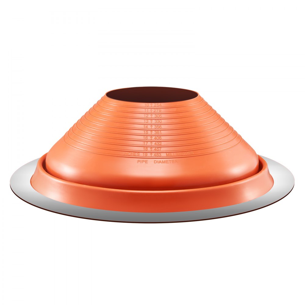 VEVOR Roof Pipe Flashing Boot, Fit Pipe OD 10" to 19", Flexible Silicone Roofing Jack Pipe Flashing, High Temp -101℉ to 437℉, Lasting Round Red Metal Base, for Chimney, Wood Stove & Outdoor Vent Pipe