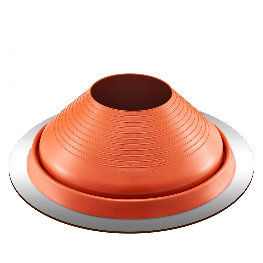 VEVOR Roof Pipe Flashing Boot, Fit Pipe OD 10" to 19", Flexible Silicone Roofing Jack Pipe Flashing, High Temp -101℉ to 437℉, Lasting Round Red Metal Base, for Chimney, Wood Stove & Outdoor Vent Pipe