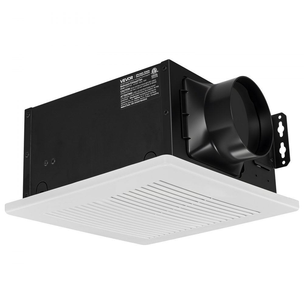VEVOR Bathroom Exhaust Fan, 50-80-110 CFM Bathroom Vent, Low-Noise, Premium Motor Ceiling Fan, Standard 4-inch Duct Interface for Laundry Room, Storage Room, Home Ventilation, White