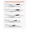 VEVOR Kitchen Knife Set, 5 Piece High Carbon Stainless Steel Sharp Knife Set, Durable and Rust-Resistant, Professional Kitchen Cutlery with Ergonomic Crack-Resistant Handle, for Precise Cutting