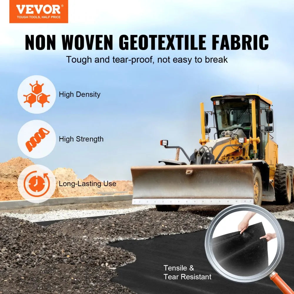 VEVOR Driveway Fabric, 3x100FT Non Woven Geotextile Fabric for Landscaping, Heavy Duty Garden Weed Barrier Fabric, 4OZ Landscape Fabric, French Drains Drainage Fabric, Ground Cover Weed Control Fabric