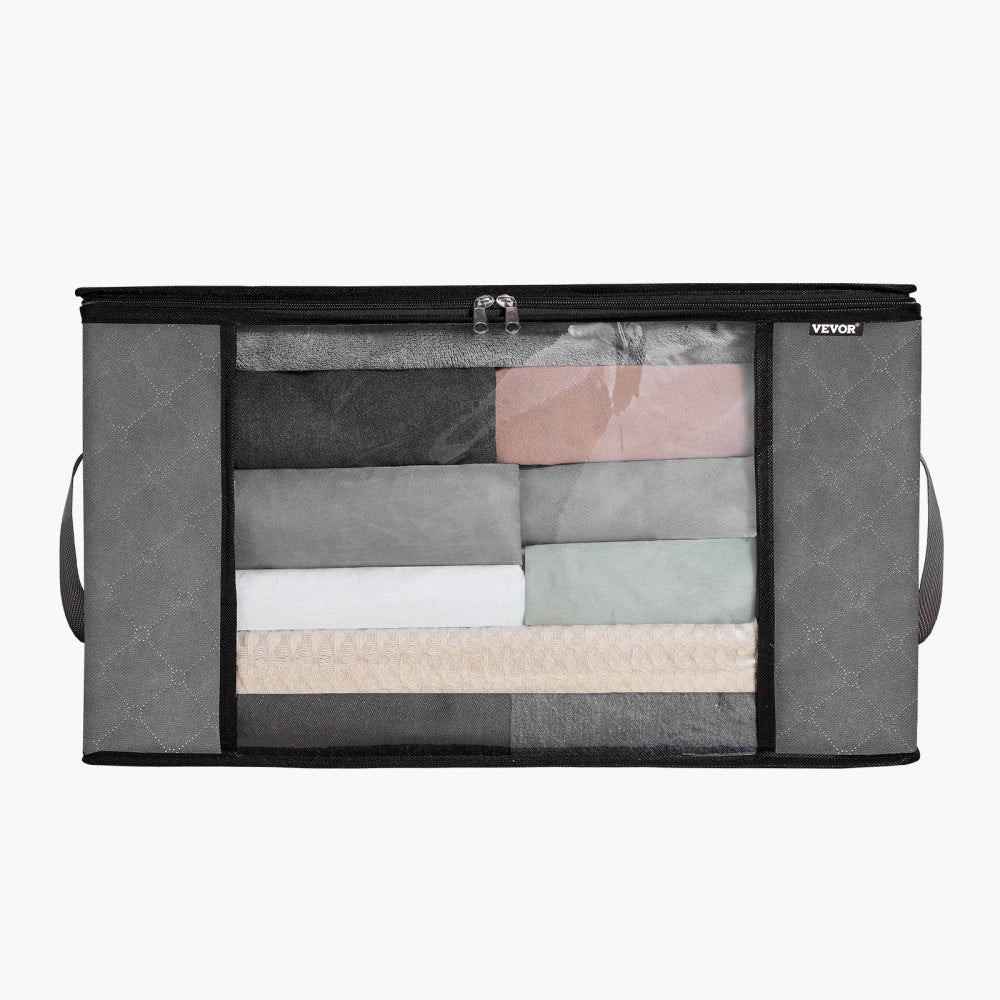 VEVOR 60L Large Storage Bags, 6 Pack Clothes Storage Bin, Foldable Closet Organizers Containers with Handle, Nov-woven Fabric Storage Bag for Clothing, Blanket, Comforter, Bed Sheet, Pillow(Grey)