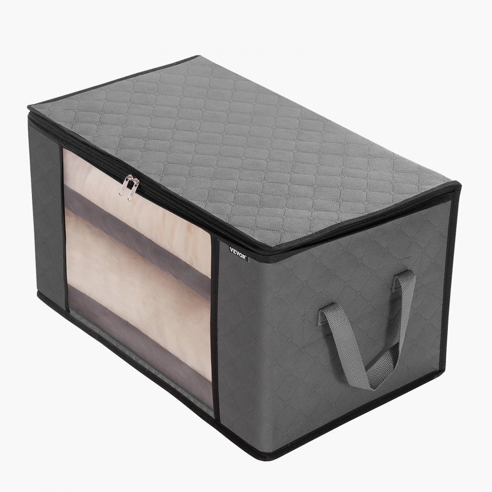 VEVOR 90L Large Storage Bags, 6 Pack Clothes Storage Bin, Foldable Closet Organizers Containers with Handle, Nov-woven Fabric Storage Bag for Clothing, Blanket, Comforter, Bed Sheet, Pillow(Grey)