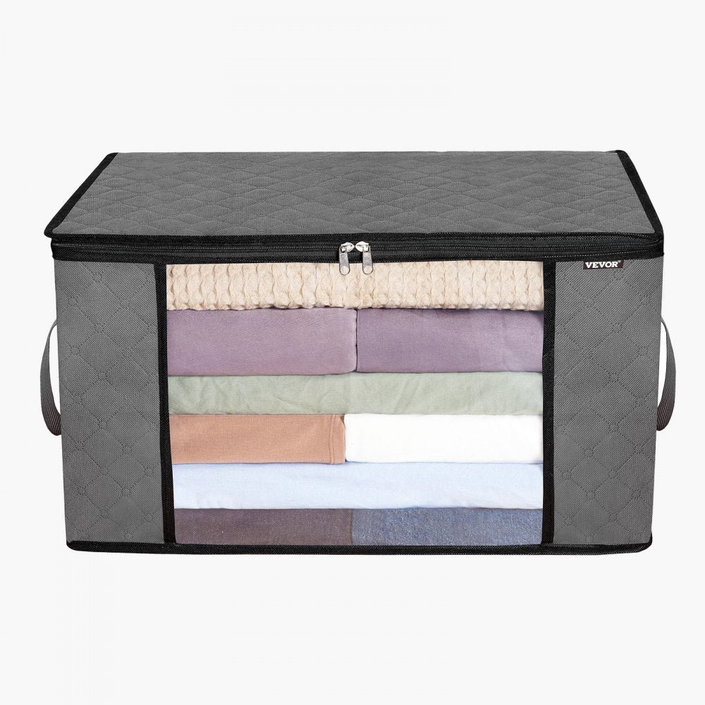 VEVOR 90L Large Storage Bags, 6 Pack Clothes Storage Bin, Foldable Closet Organizers Containers with Handle, Nov-woven Fabric Storage Bag for Clothing, Blanket, Comforter, Bed Sheet, Pillow(Grey)