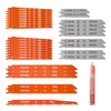 VEVOR Reciprocating Saw Blades, 32-Piece, Various Sizes Bi-Metal Reciprocating Saw Blade Set with Universal Shank, for Metal and Wood Cutting, Sharp Teeth for Fast and Smooth Cuts, Orange and Gray