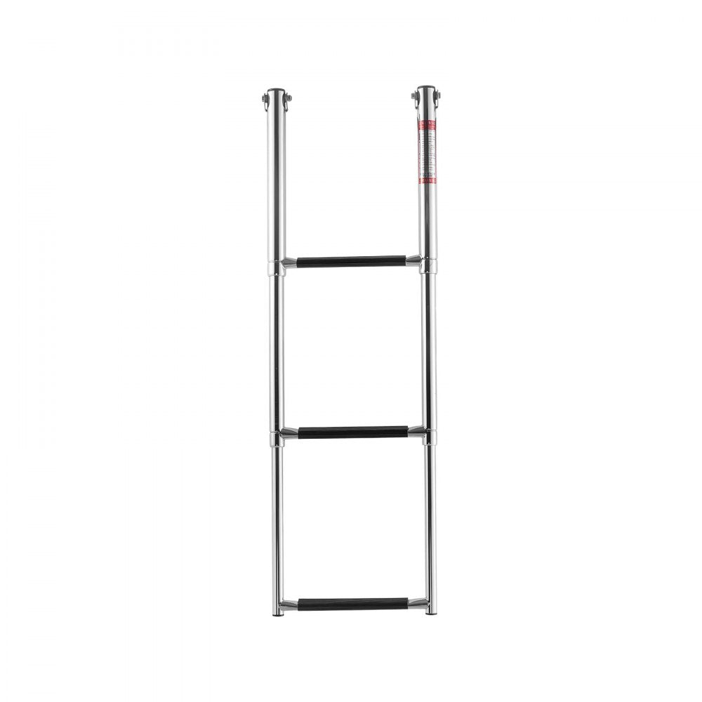 VEVOR Boat Ladder, 3 Steps, Stainless Steel Telescoping Folding Swim Deck Ladder for Rear Entry Inboard, Heavy Duty 600 lbs Capacity with Wide Anti-Slip Steps, for Outboards, Yacht, Pontoon Boats