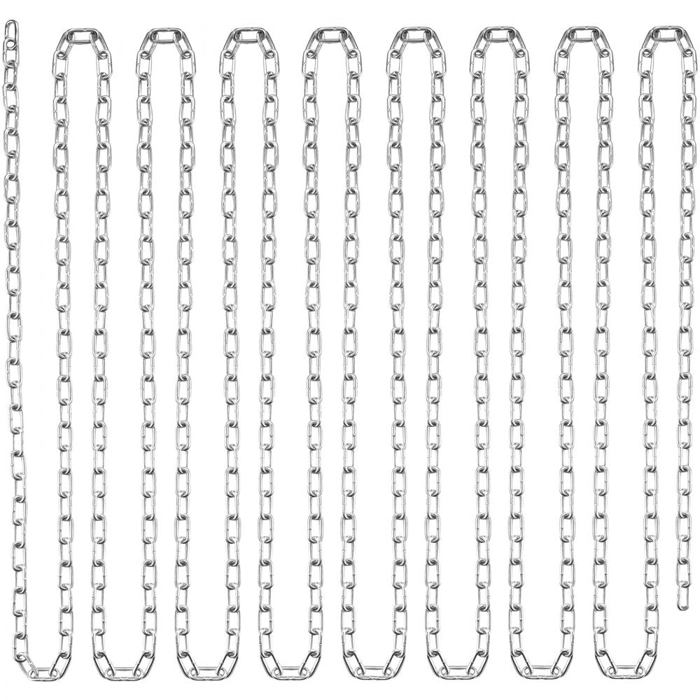 VEVOR Proof Coil Chain, 1/8" x 100', 330 lbs Safe Working Load, Zinc Plated Proof Tested Coil Chain with Two Quick Links, Galvanized Carbon Steel Link Chain for Towing, Hanging, Camping, Pet Towing