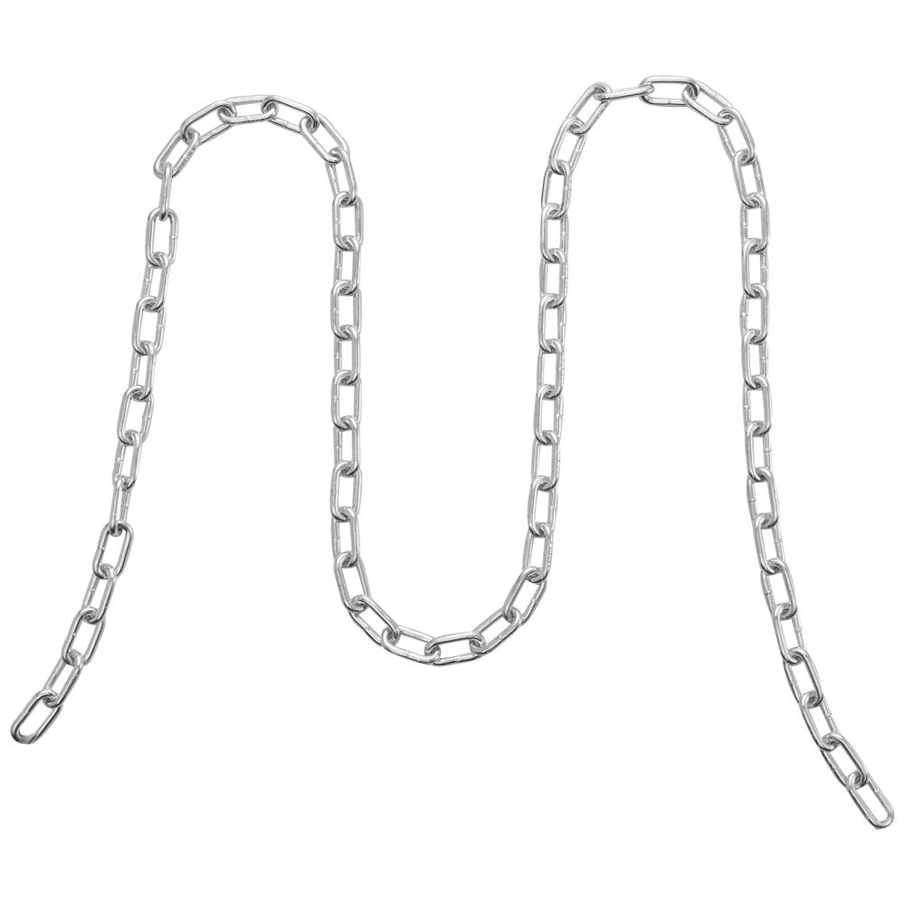 VEVOR Proof Coil Chain, 3/16" x 10', 1100 lbs Safe Working Load, Zinc Plated Proof Tested Coil Chain with Two Quick Links, Galvanized Carbon Steel Link Chain for Towing, Hanging, Camping, Pet Towing