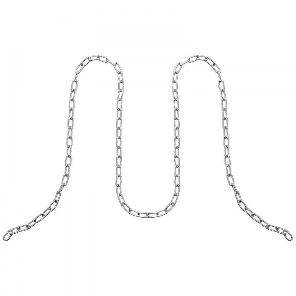 VEVOR Proof Coil Chain, 1/8" x 33', 350 lbs Safe Working Load, Zinc Plated Proof Tested Coil Chain with Two Quick Links, Galvanized Carbon Steel Link Chain for Towing, Hanging, Camping, Pet Towing