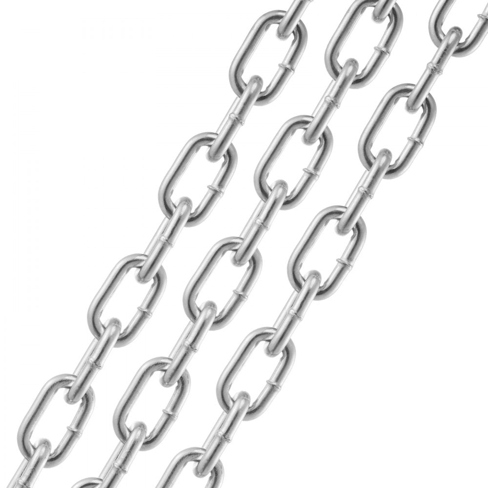 VEVOR Proof Coil Chain, 5/16" x 92', 1667 lbs Safe Working Load, Zinc Plated Proof Tested Coil Chain with Two Quick Links, Galvanized Carbon Steel Link Chain for Towing, Hanging, Camping, Pet Towing