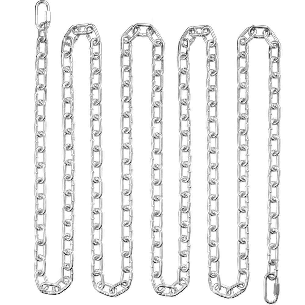 VEVOR Proof Coil Chain, 5/16" x 92', 1667 lbs Safe Working Load, Zinc Plated Proof Tested Coil Chain with Two Quick Links, Galvanized Carbon Steel Link Chain for Towing, Hanging, Camping, Pet Towing