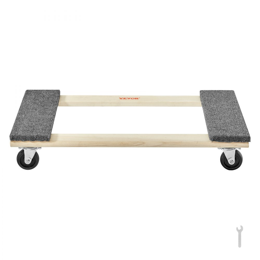 VEVOR Furniture Dolly, 1000 lbs Load Capacity, 18" x 30", 4 x 3" PP Swivel Casters, Heavy Duty Hardwood Furniture Moving Dolly, Mover's Dolly, Moving Cart with Wheels for Heavy Furniture Home Cleaning